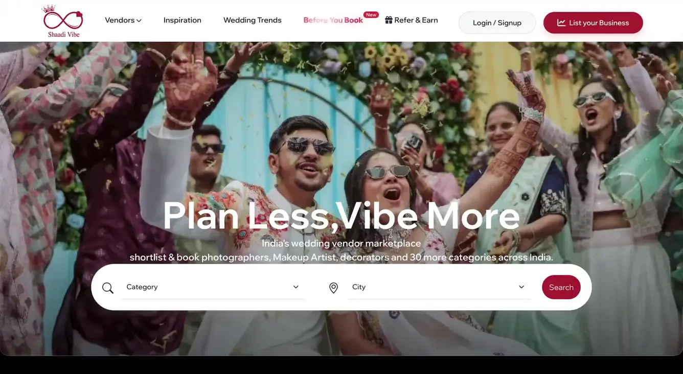 ShaadiVibe official product homepage